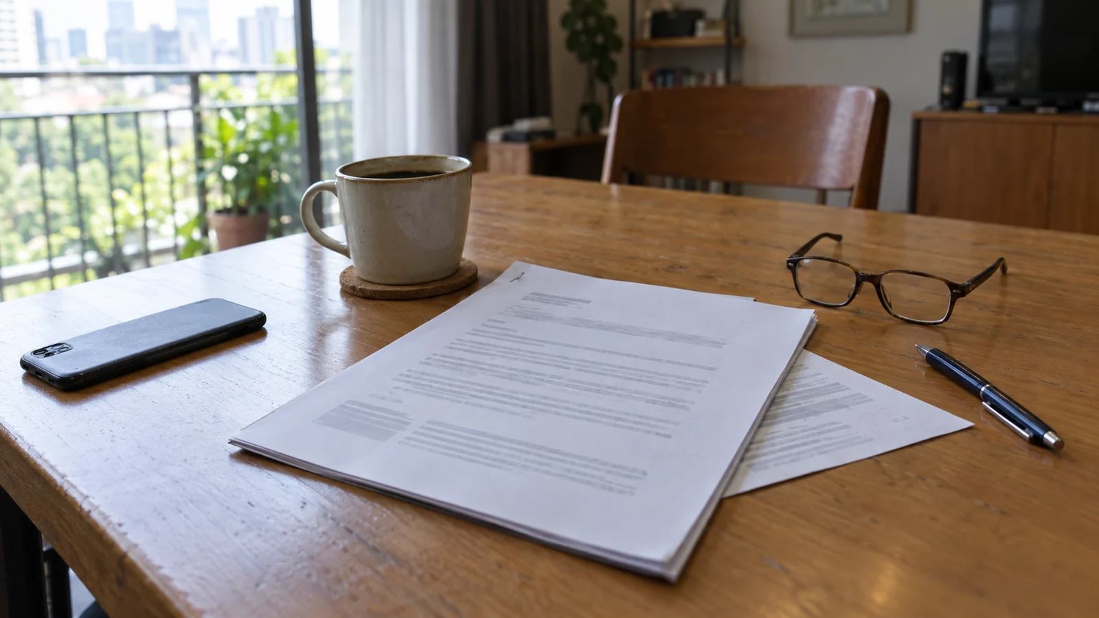 A planning table in Bangkok with an itemised quote, a phone and a coffee, the group's costs laid out line by line