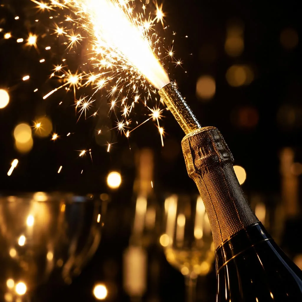 A sparkler burning close up in the dark