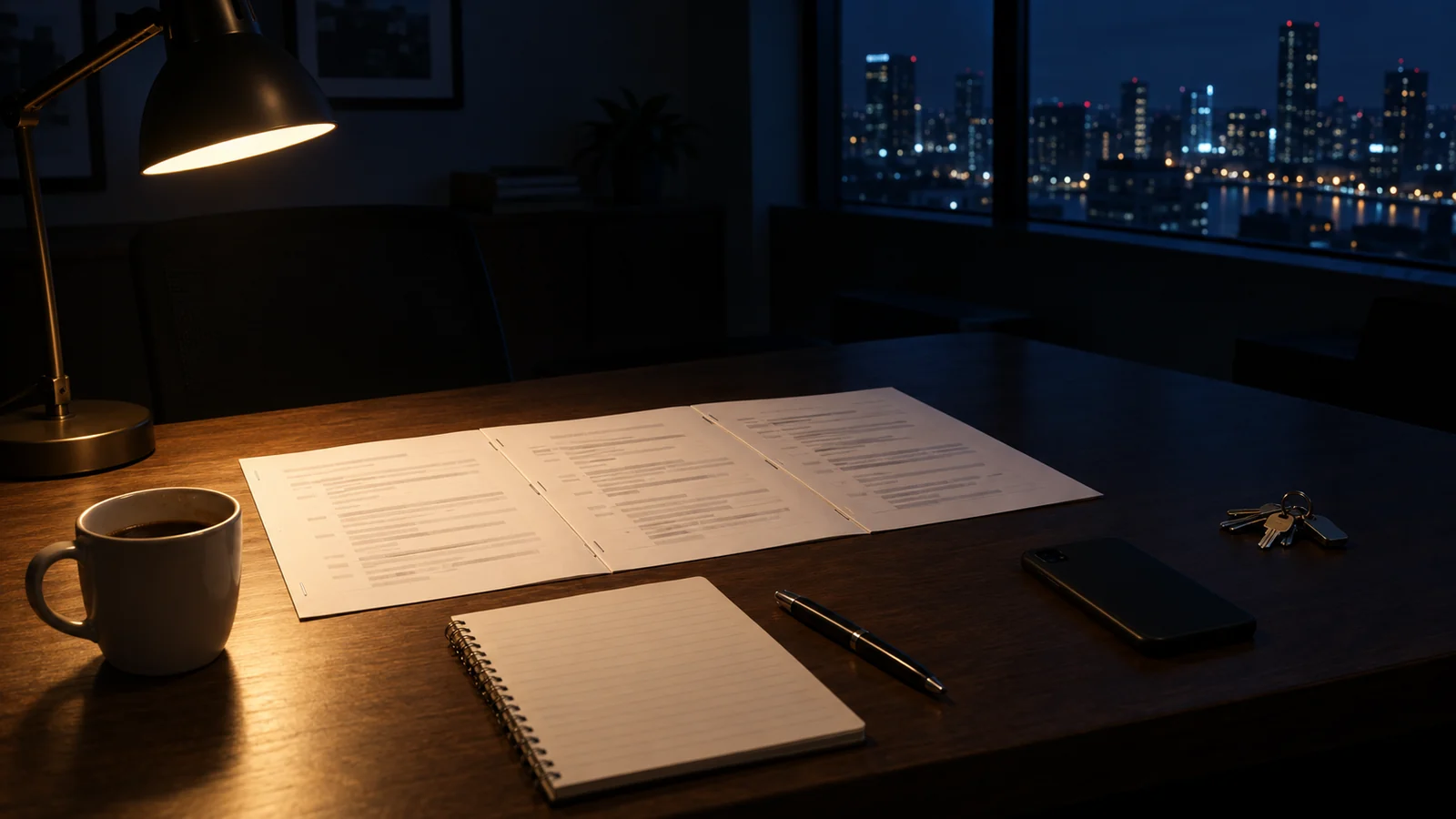 A two-night running order written out on a planner desk