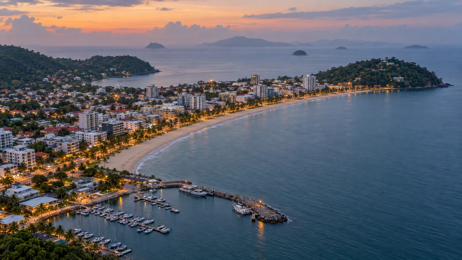 The bay at Pattaya seen from above in daylight
